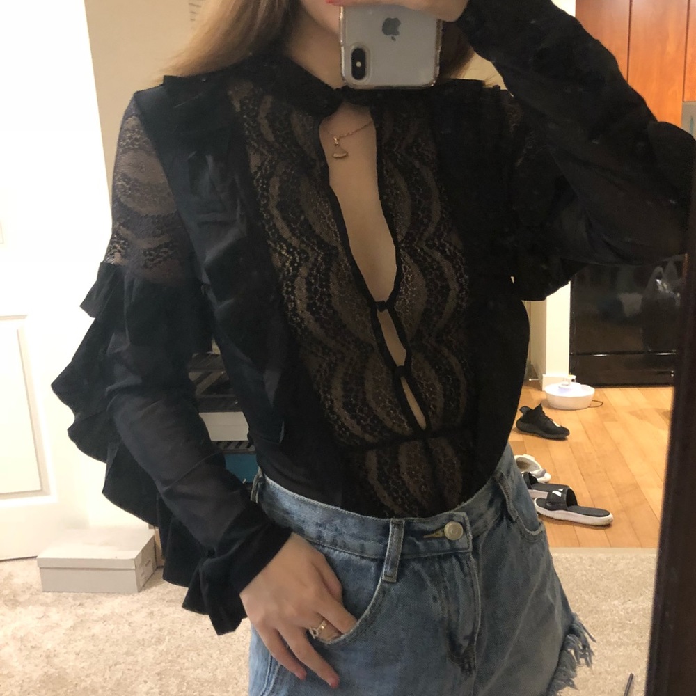 for love and lemon jumpsuit S black lace